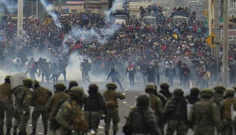 جانب من الاحتجاجات في الإكوادور