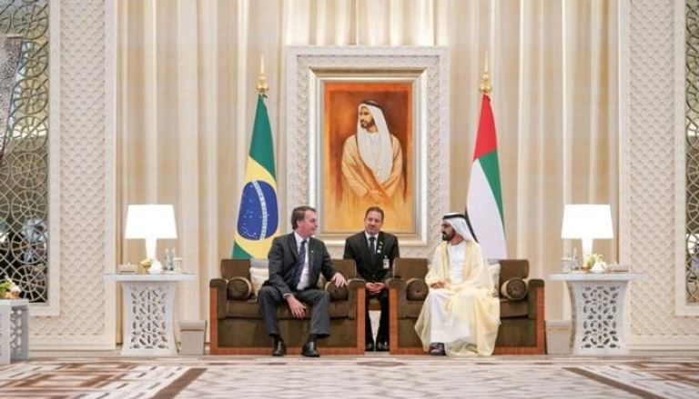 الشيخ محمد بن راشد يستقبل الرئيس البرازيلي في قصر الوطن بأبوظبي