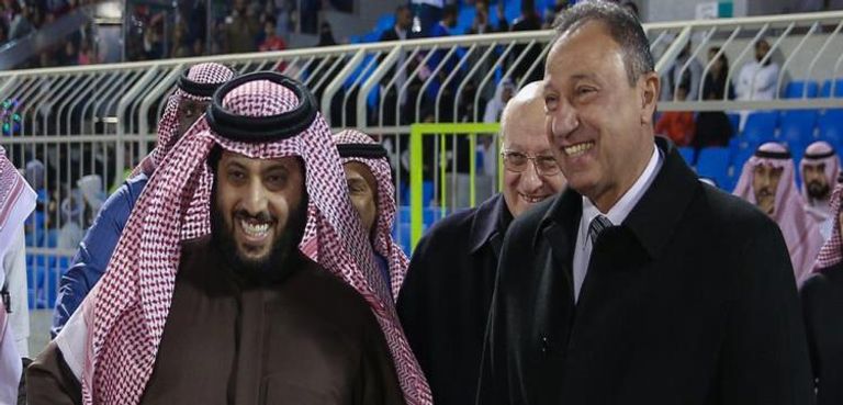 محمود الخطيب وتركي آل الشيخ مرتضى منصور رئيس نادي الزمالك