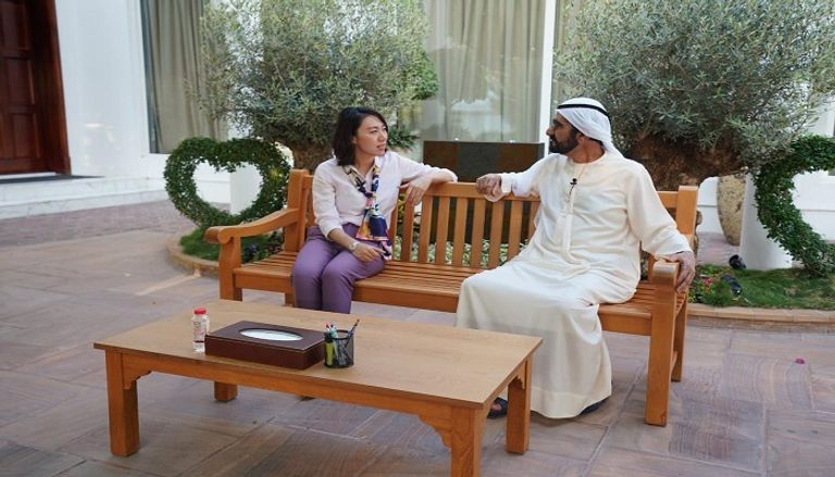 جانب من لقاء الشيخ محمد بن راشد مع تلفزيون الصين