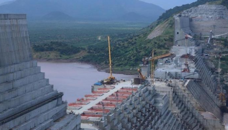 جانب من الإنشاءات في سد النهضة الإثيوبي