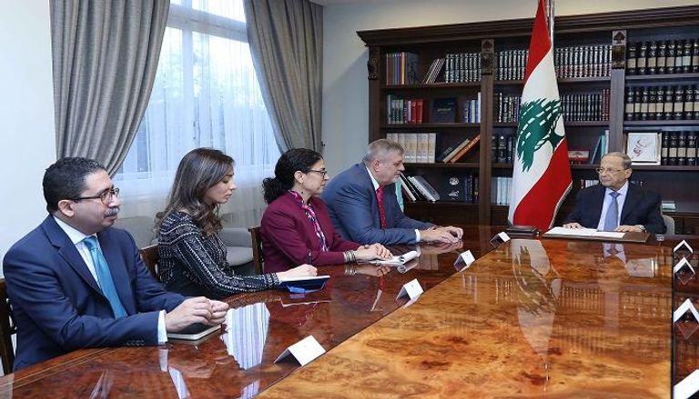 الرئيس اللبناني خلال لقائه منسق الأمم المتحدة ببيروت