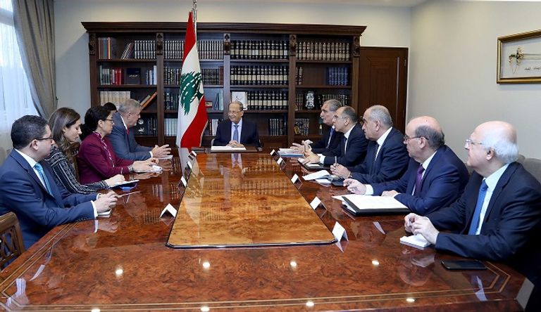 الرئيس اللبناني خلال لقائه منسق الأمم المتحدة ببيروت
