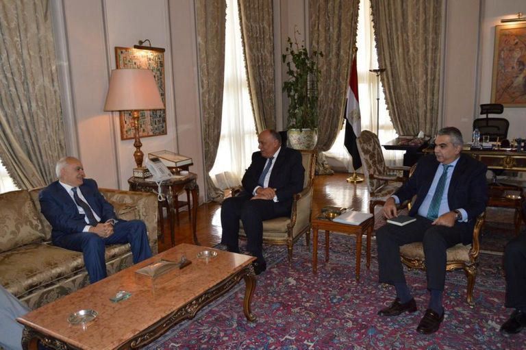 وزير الخارجية المصري خلال لقاء المبعوث الأممي إلى ليبيا