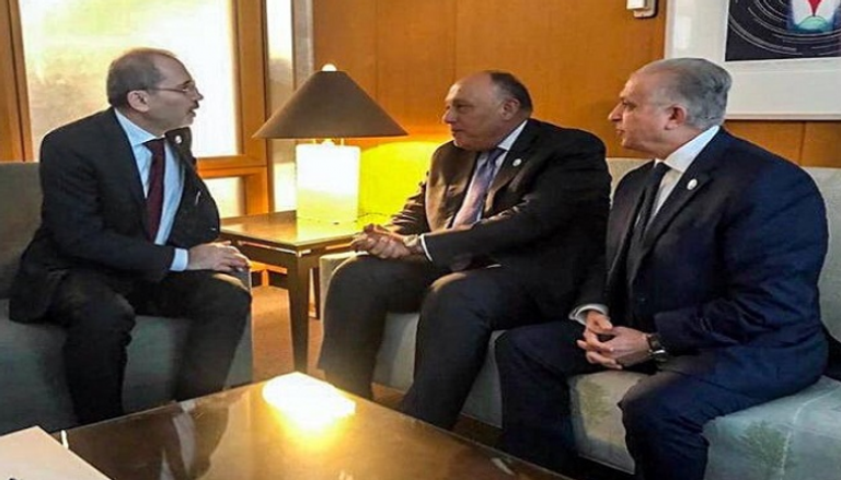 وزراء خارجية مصر والأردن والعراق خلال لقاء واشنطن