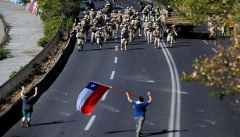 جانب من الاحتجاجات في تشيلي