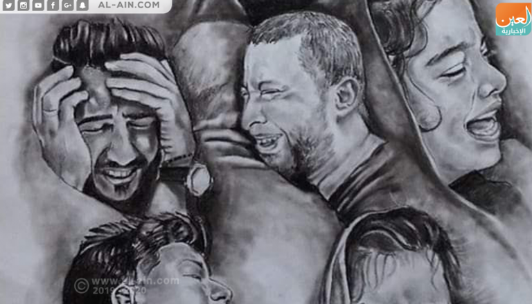 إحدى الرسومات التي تعبر عما تعرض له أهالي غزة