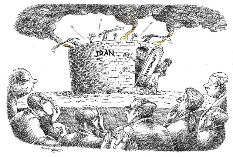 رسوم كاريكاتير تهاجم قمع المحتجين في إيران