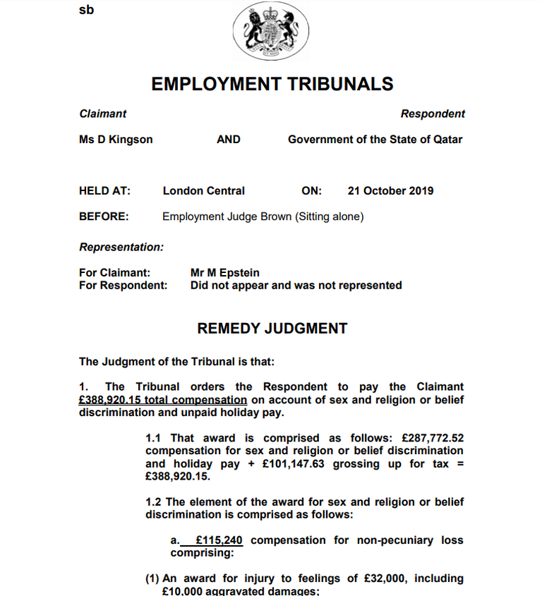 محكمة بريطانية تغرم الدوحة 500 ألف دولار في