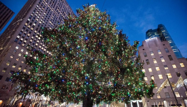 شجرة عيد الميلاد في نيويورك تجتذب حشودا كبيرة