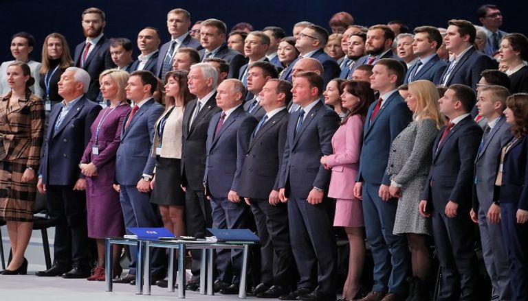 الرئيس الروسي خلال كلمته بمؤتمر الحزب الحاكم - رويترز 