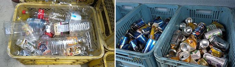 القمامة والنفايات يتم فرزها وتقسيمها وفقا لنوعها