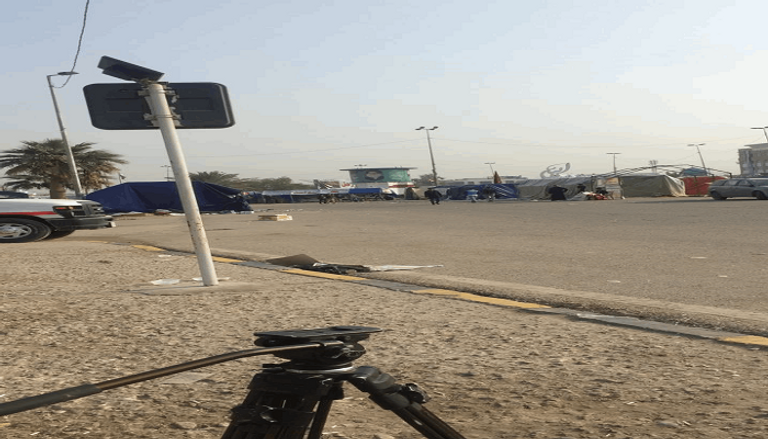 صورة متداولة لآثار الحرائق خلال مظاهرات بالنجف