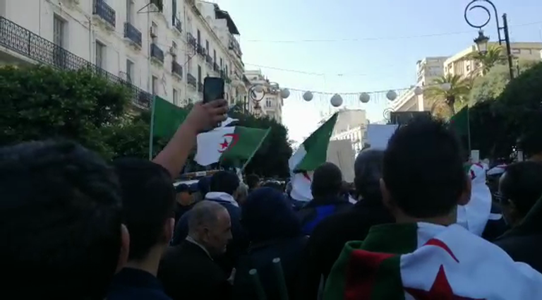 مظاهرة بالجزائر مؤيدة للانتخابات ورافضة للتدخل الأجنبي