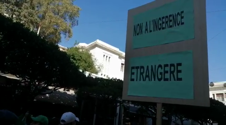 مظاهرة بالجزائر مؤيدة للانتخابات ورافضة للتدخل الأجنبي