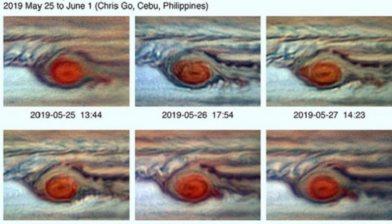  سلسلة من الصور تظهر انفصال غيوم من البقعة الحمراء العظيمة 