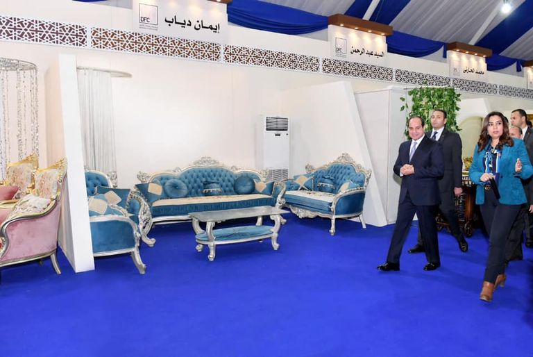 الرئيس المصري عبدالفتاح السيسي لدى افتتاحه مدينة الأثاث بدمياط
