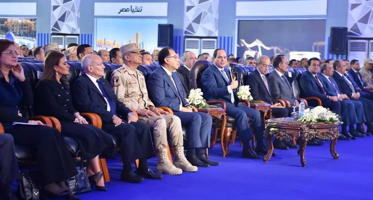 الرئيس المصري عبدالفتاح السيسي لدى افتتاحه مدينة الأثاث بدمياط