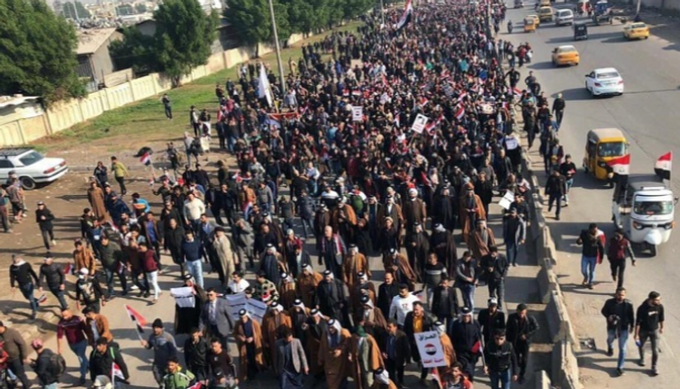 مظاهرات أنصار مليشيات الحشد الشعبي في بغداد