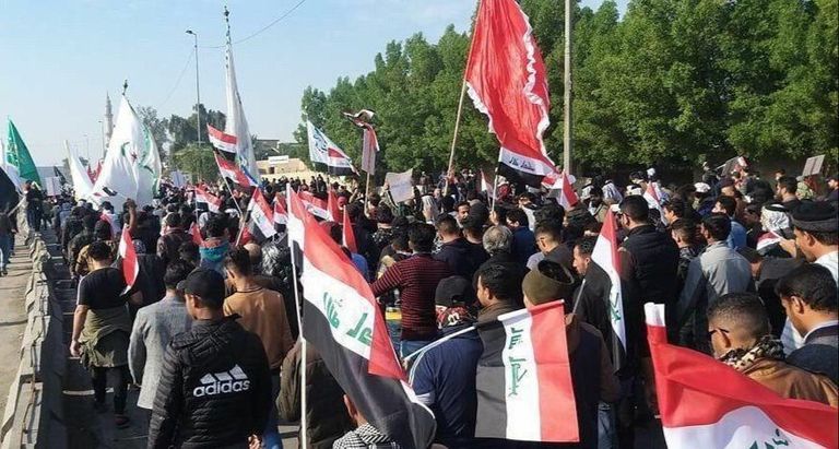 مظاهرات أنصار مليشيات الحشد والأحزاب التابعة لإيران في العراق مظاهرات أنصار مليشيات الحشد الشعبي في بغداد