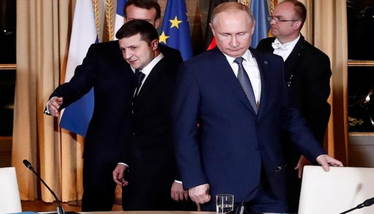 الرئيس الروسي ونظيره الأوكراني خلال جلسة المباحثات