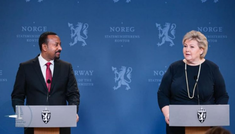 رئيس الوزراء الإثيوبي مع نظيرته النرويجية 