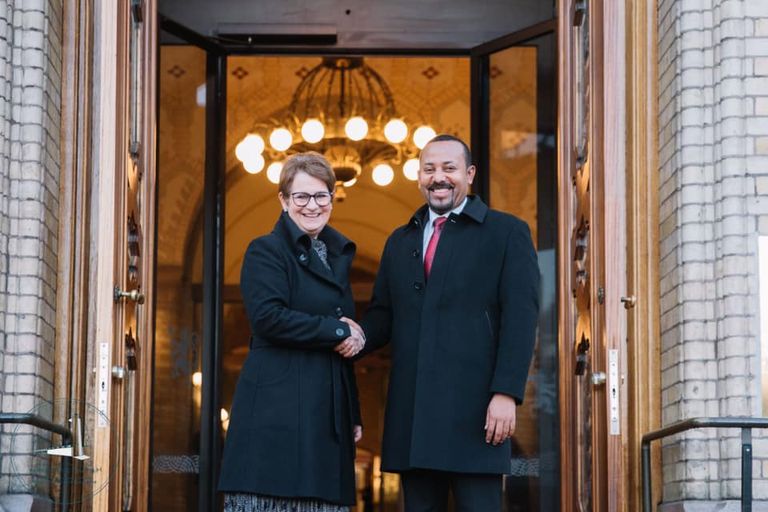 رئيس الوزراء الإثيوبي مع نظيرته النرويجية