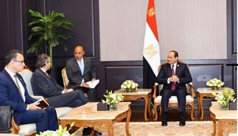 جانب من لقاء الرئيس المصري والمدير العام للطاقة الذرية