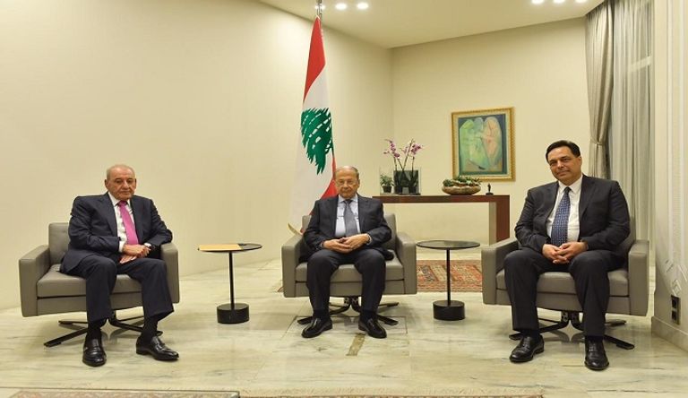 دياب تلقى قرار تكليفه بتشكيل الحكومة من عون بحضور نبيه بري- الوكالة الوطنية للإعلام