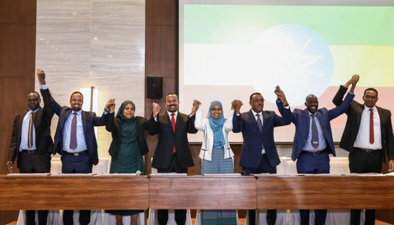 رئيس الوزراء الإثيوبي آبي أحمد خلال إعلانه عن حزب الازدهار