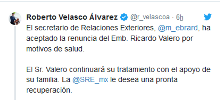 السفير المكسيكي المستقيل ريكاردو فاليرو 