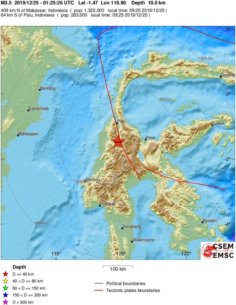 مركز الزلزال على مسافة 12 كيلومترا جنوب شرقي منطقة كولاوي سيجي