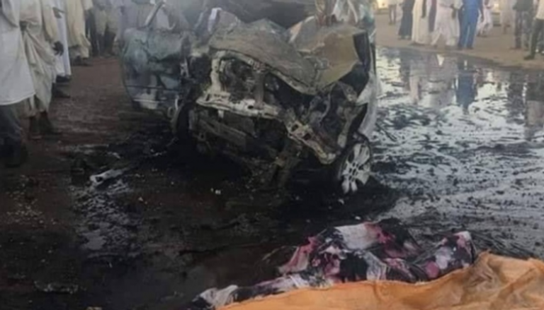 موقع حادث السير المأساوي وسط السودان