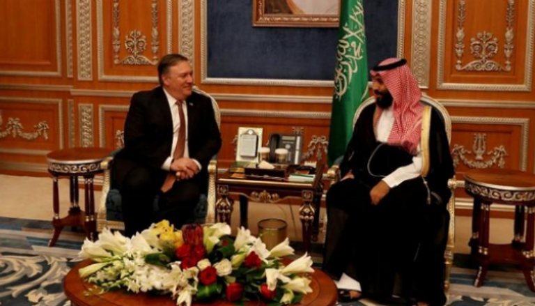 الأمير محمد بن سلمان ووزير الخارجية الأمريكي في لقاء سابق بالرياض