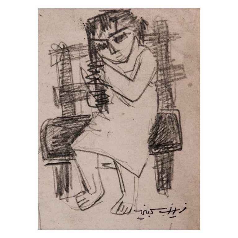 من لوحات الفنانة التشكيلية زينب السجيني