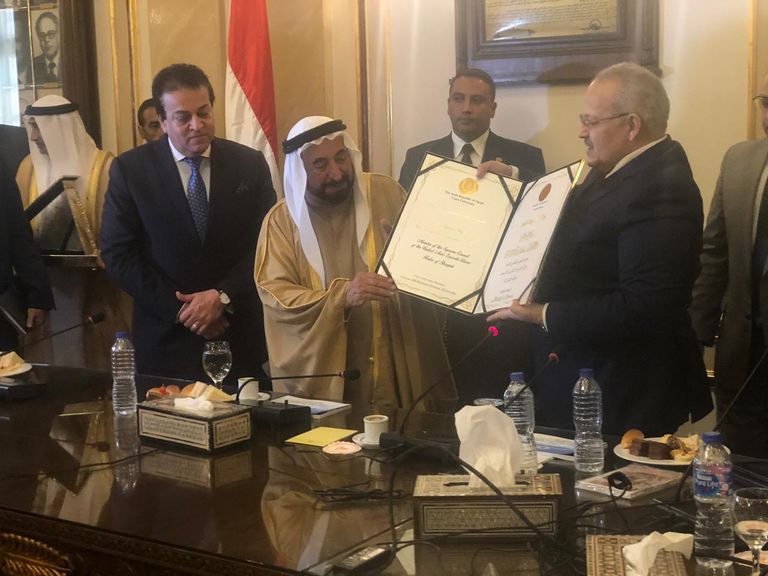 جانب من تكريم حاكم الشارقة في جامعة القاهرة
