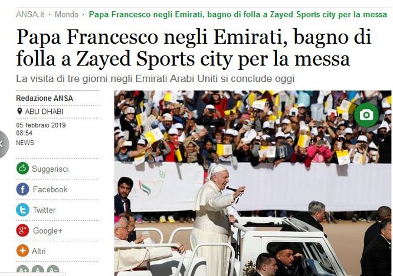 البابا فرنسيس يترأس القداس التاريخي في أبوظبي