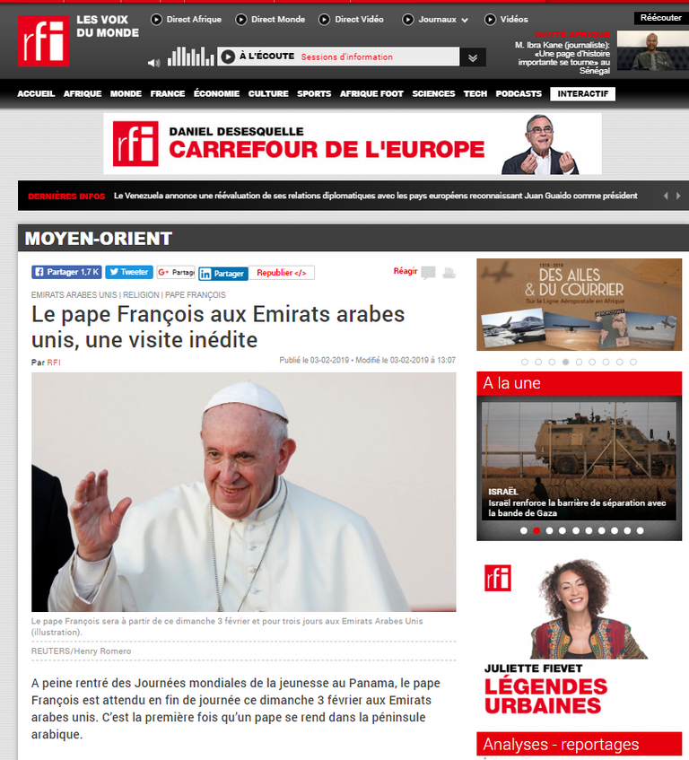 الشيخ محمد بن زايد آل نهيان وقداسة البابا فرنسيس