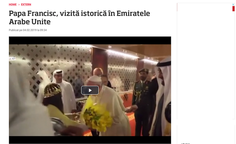 وسائل الإعلام الرومانية تتحدث عن زيارة البابا للإمارات 