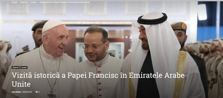 وسائل الإعلام الرومانية تتحدث عن زيارة البابا للإمارات 