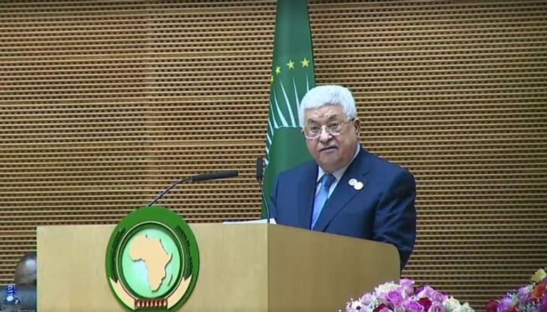 الرئيس الفلسطيني محمود عباس خلال كلمته بالقمة الأفريقية