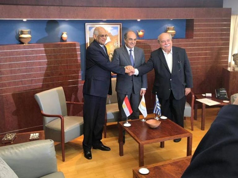 جانب من اجتماع رؤساء برلمانات مصر وقبرص واليونان