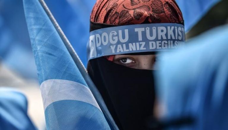 جانب من مظاهرة مؤيدة للأويغور في تركيا