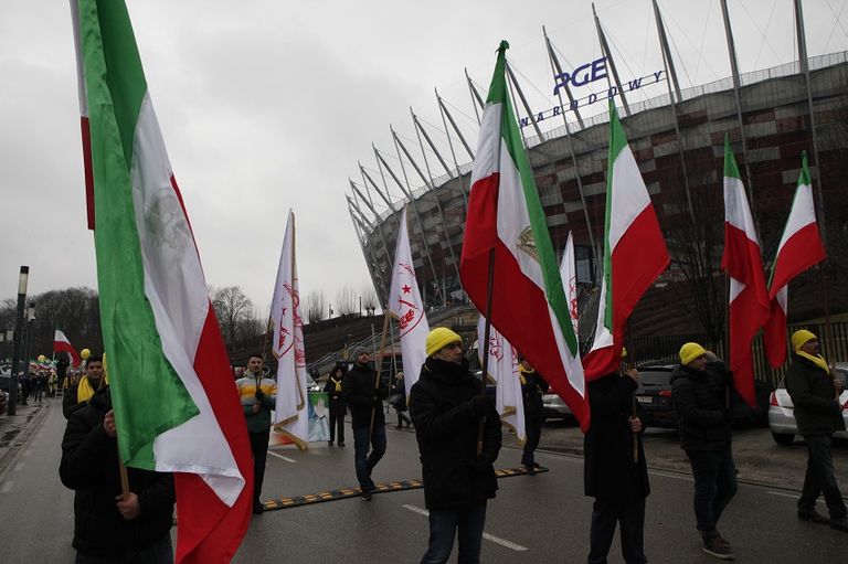 جانب من مسيرة مناهضة لطهران في وارسو