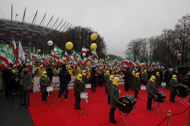جانب من مسيرة مناهضة لطهران في وارسو