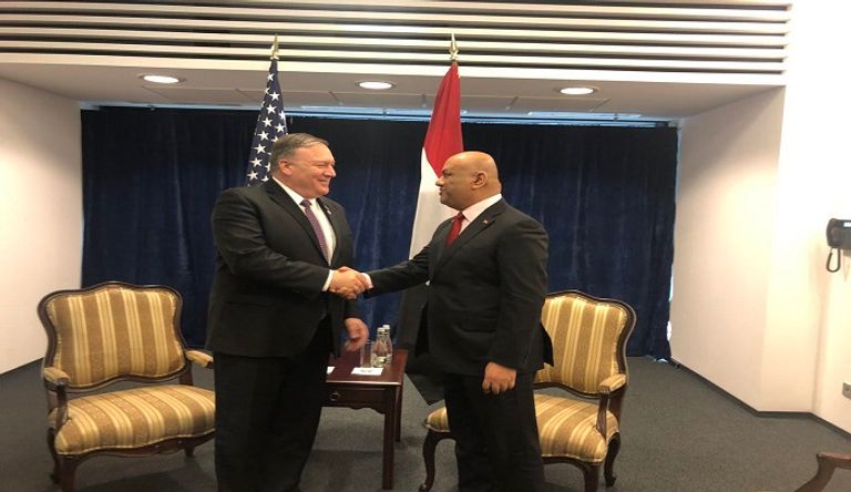 لقاء وزير الخارجية اليمني خالد اليماني مع نظيره الأمريكي مايك بومبيو