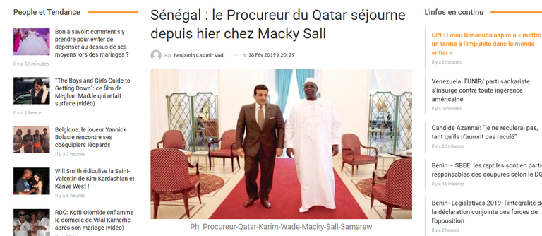 النائب العام القطري علي بن فطيس المري والرئيس السنغالي ماكي سال