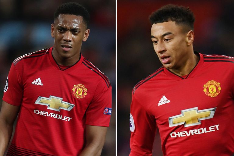 جيسي لينجارد وأنتوني مارسيال أولي جونار سولسكاير مدرب مانشستر يونايتد