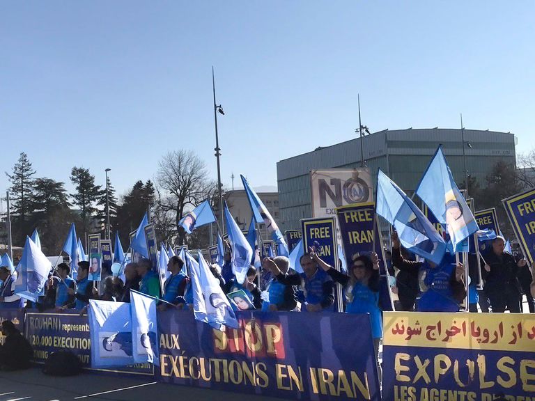 جانب من احتجاج لمعارضين إيرانيين أمام الأمم المتحدة