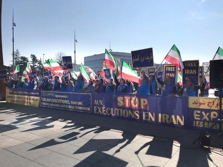 جانب من احتجاج لمعارضين إيرانيين أمام الأمم المتحدة